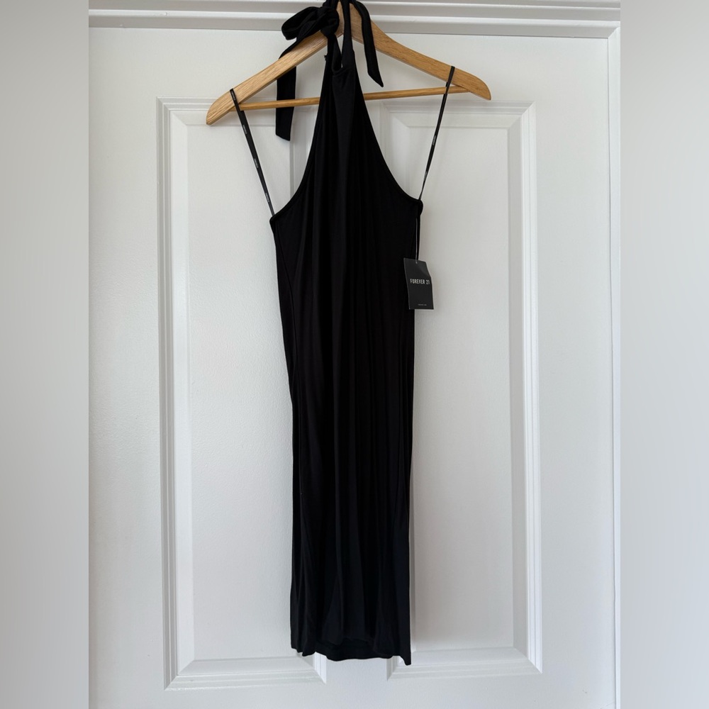 NWT Forever 21 Black Halter Dress Size L